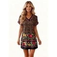 thumbnail image 6 of Women's Floral Print V-Neck Short Sleeve Casual Dress with Pocket, Pullover Summer Dress, Lightweight Comfort Fit, Fashionable Women's Clothing,Red,XL, 6 of 8
