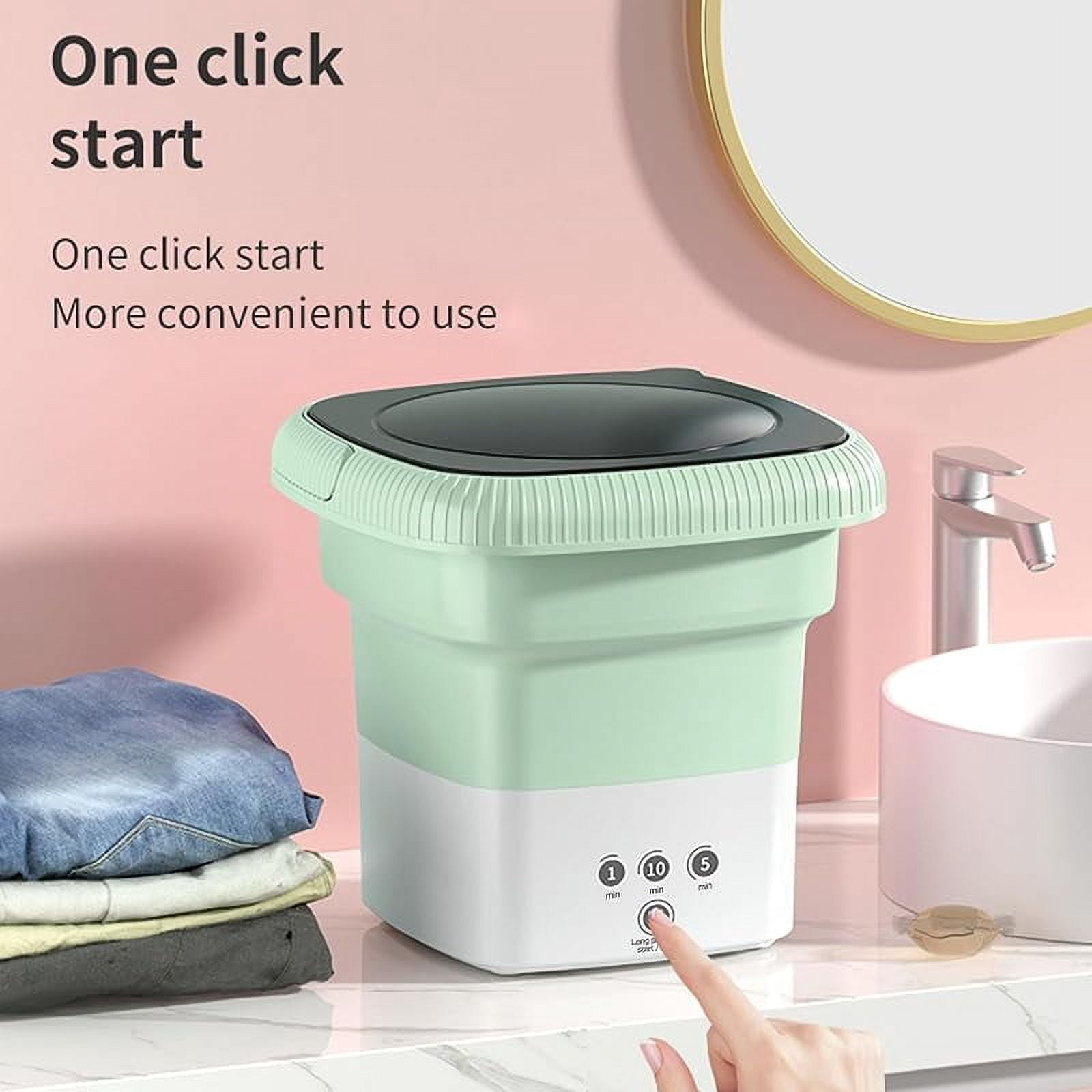 Portable Small Washing Machine,13L Capacity Foldable Mini Washer,Ideal for Baby Clothes, Underwear & Small Items. Perfect for Apartments, Dorms, RVs & Travel (Green)