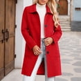 thumbnail image 2 of Mid Length Coat With Notch Lapel Button Front Pockets Long Sleeve Winter Outerwear For Cold Weather, 2 of 4