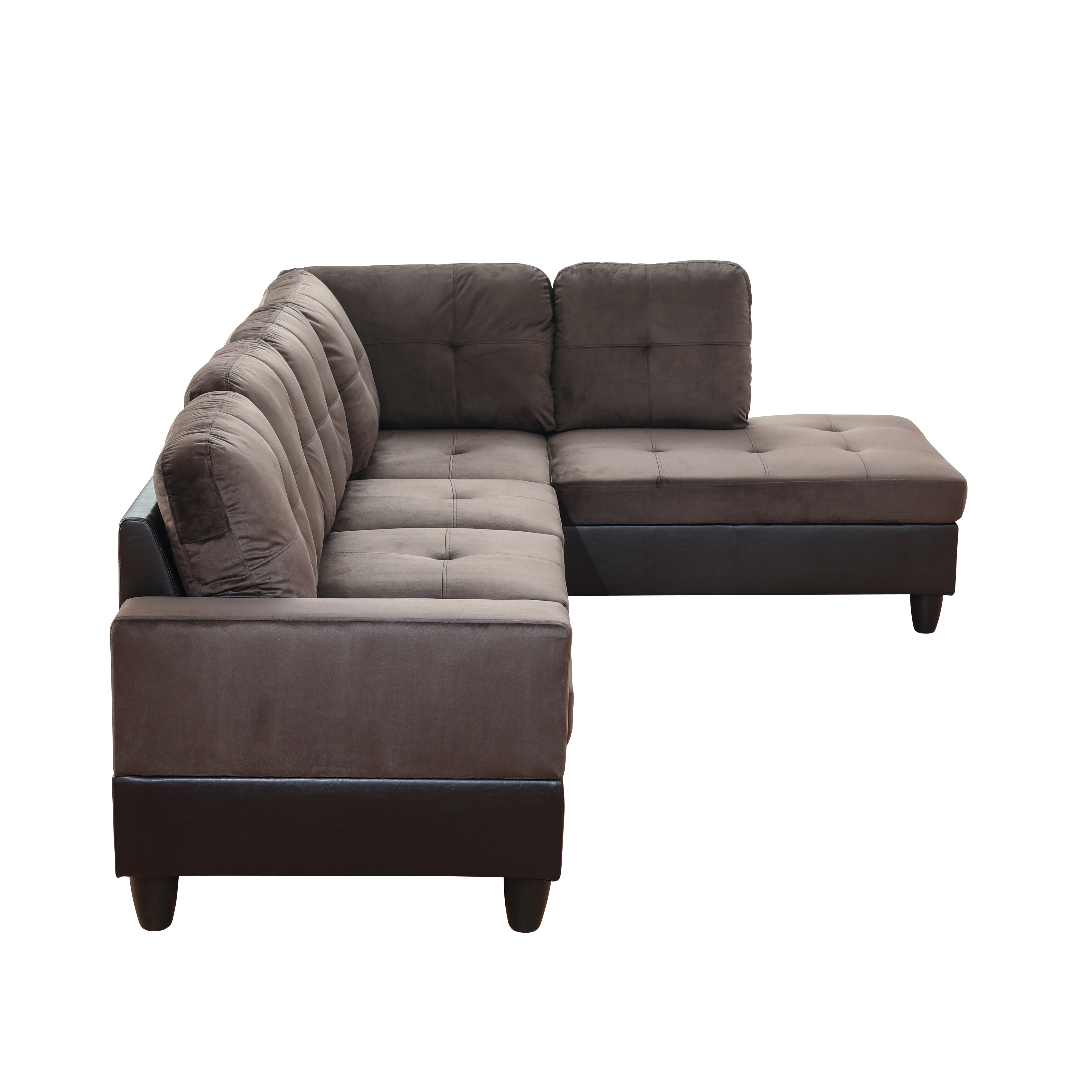 MAYEERTY 103.5" Modern Flannel PVC 3-Piece Couch Living Room Sofa Set，Dark Brown