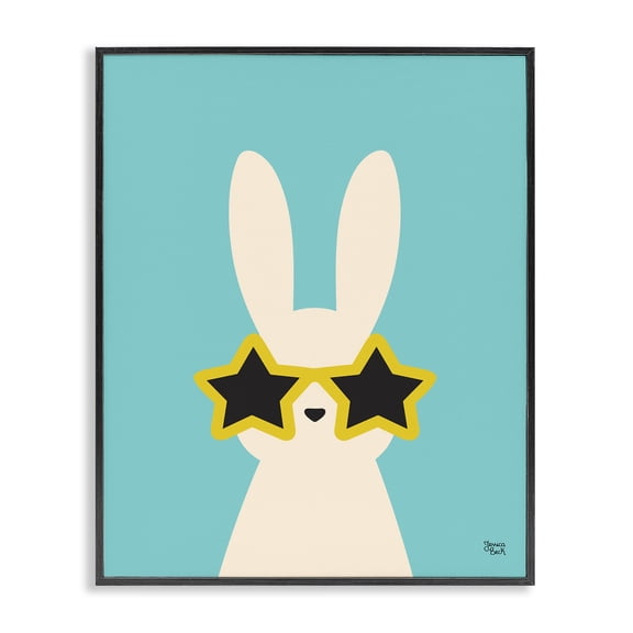 Stupell Industries Minimalist Rabbit & Star Sunglasses Black Framed Giclee Art, 11 x 14, by Jessica Beck