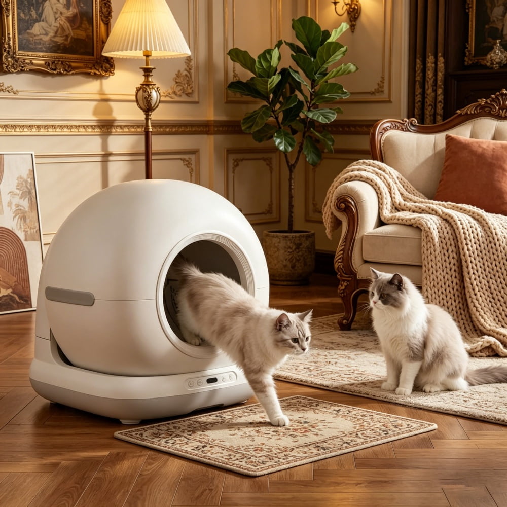 Smart Automatic Cat Litter Box, UVC Light & Gel Dual Purification Self-Cleaning Litter Box, APP Control Health Monitoring, 72L Large Capacity Safety Protection Kitty Toilet for Cats