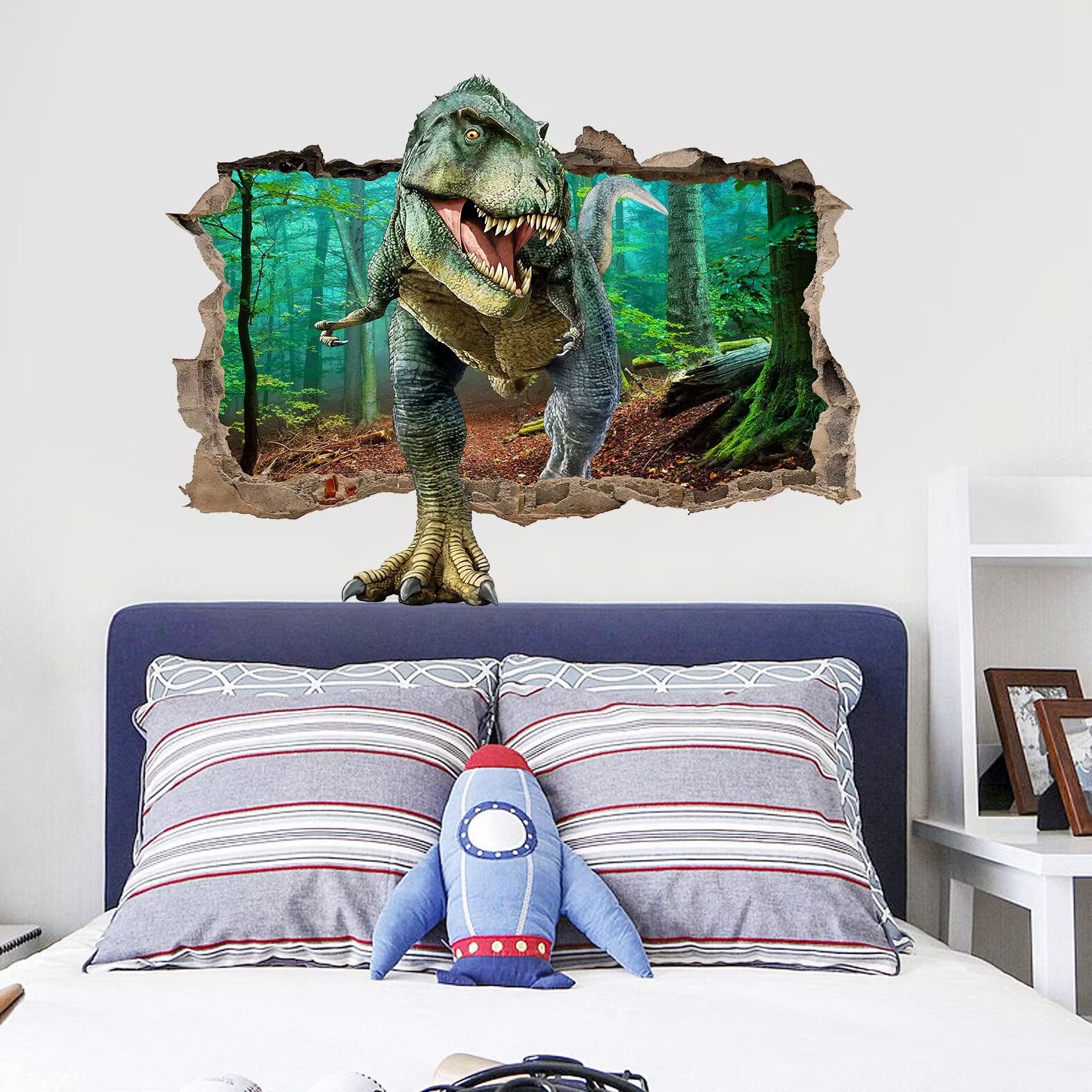 Removable  Dinosaur Wall Stickers Broken 3D Decorative Wall Decals Removable Boys Bedroom Baby Nursery Childrens Wall Decor