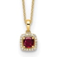 thumbnail image 1 of Diamond2Deal Collier Pendentif Rubis en Or Jaune 14K 5 mm pour Femmes 18 Pouces, 1 of 5