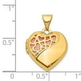 thumbnail image 5 of 14K Yellow Gold Hearts Cut Out 16mm with Pink Fabric Diamond Heart Locket Pendant, 5 of 5