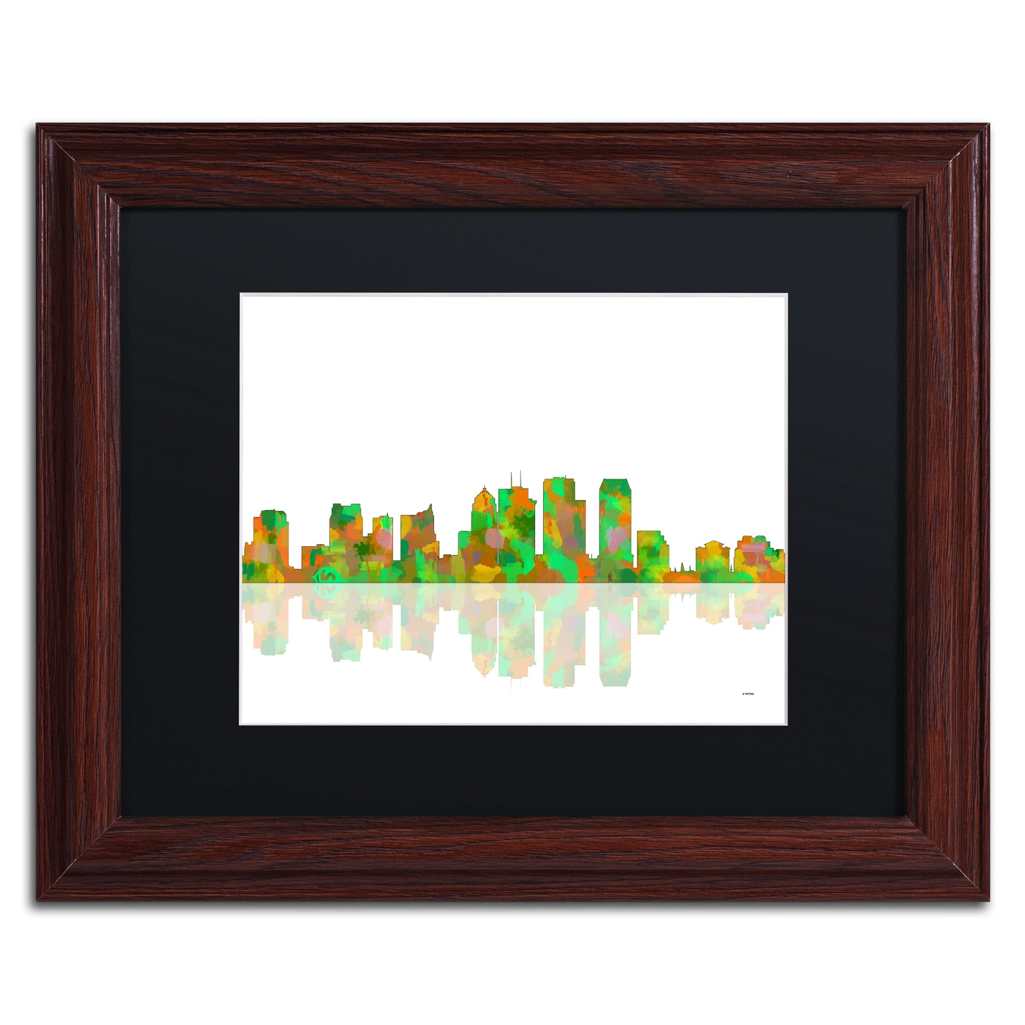 Trademark Fine Art "Tampa Florida Skyline" Canvas Art by Marlene Watson Black Matte, Wood Frame