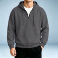 thumbnail image 4 of Trgacdwlo Mens Quarter Zip Hoodie Plain Long Sleeve Pullover for Men Drawstring Fall Winter Athletic Mens Hooded Sweatshirts Dark Gray XXL, 4 of 5