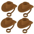 thumbnail image 3 of Tongina 4x Straws Covers Cap Silicone Straws Dust Plug Multiuse Cute Airtight Seal Straws Stopper Cowboy Hat Shaped for Household Hiking Brown, 3 of 7