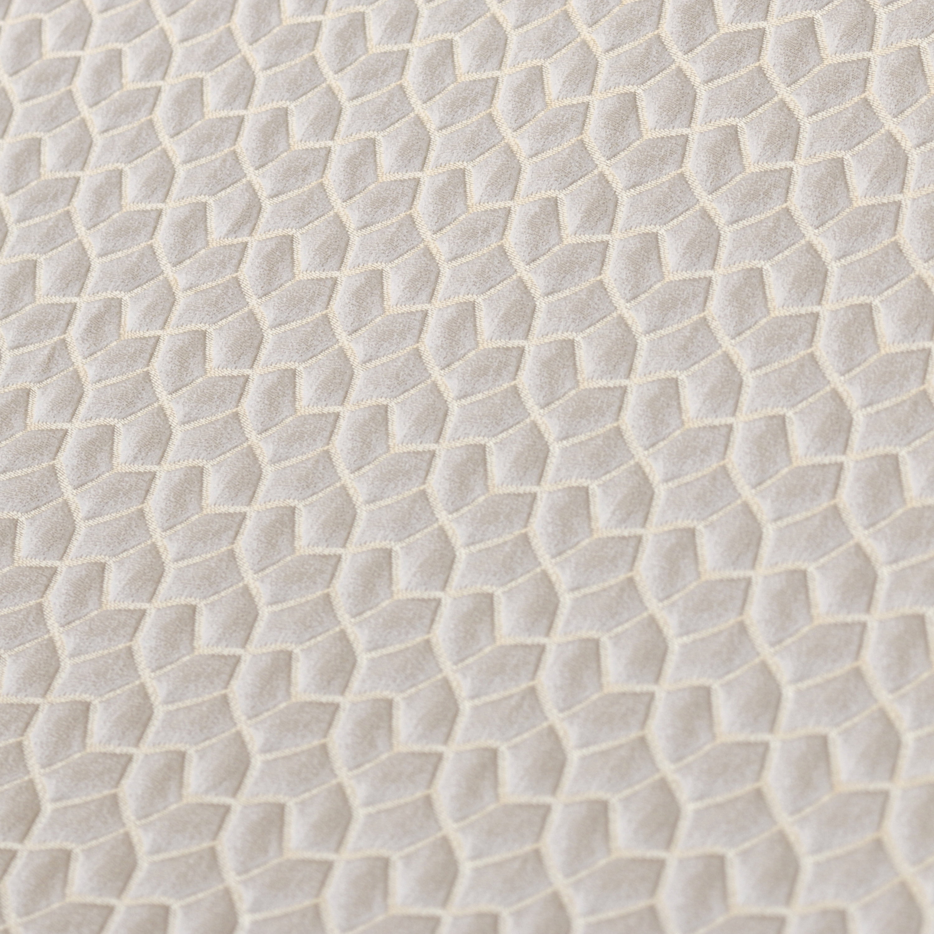 Fabric Mart Direct Cream Jacquard Weave Fabric By The Yard, 54 inches or 137 cm width, 19 Continuous Yards Cream Jacquard Fabric, Hexagon Geometric, Upholstery Drapery Curtain Wholesale Fabric