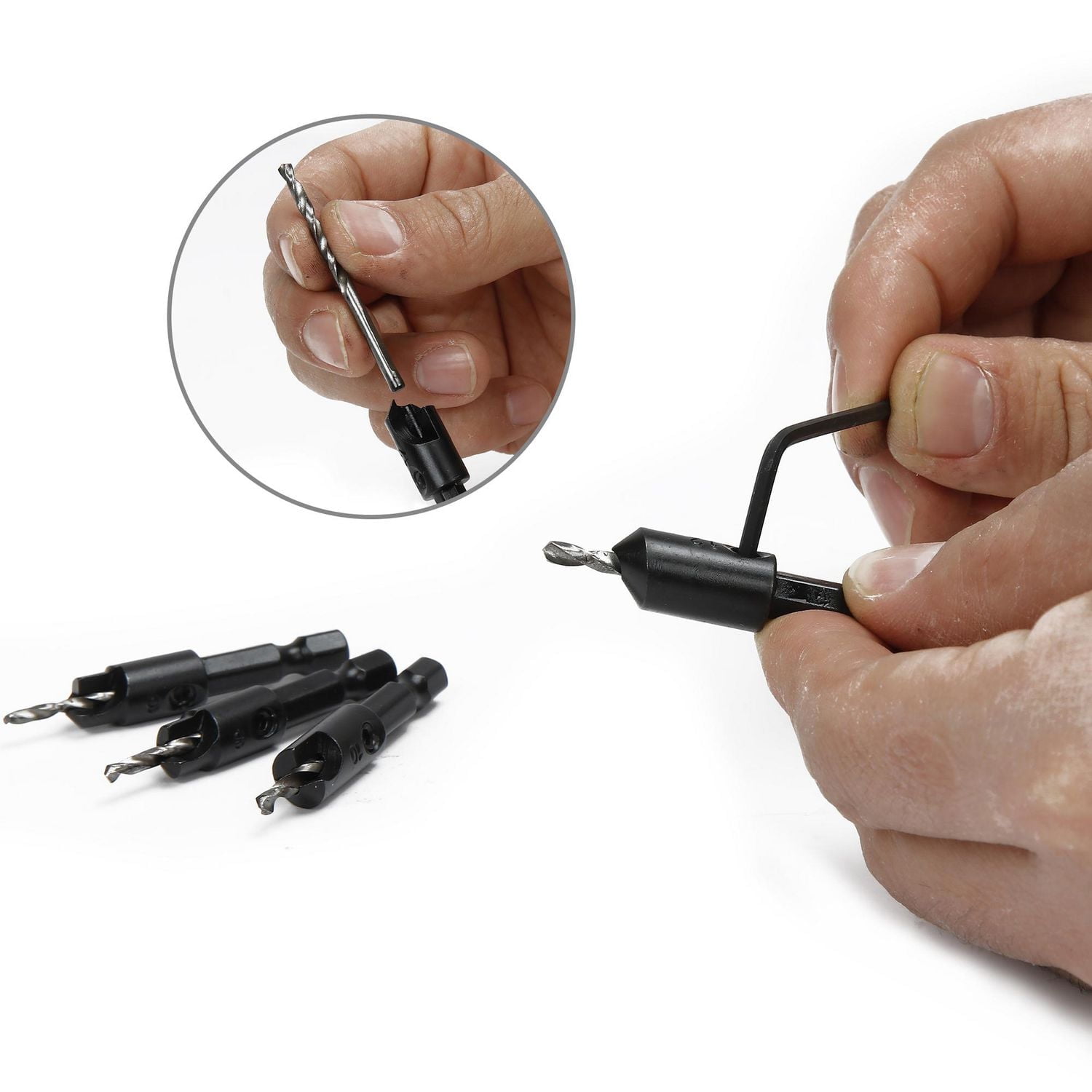 WorkPro Countersink Drill Bits - 5 Piece, Black oxide finish