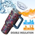 thumbnail image 5 of OBREWU Pioneer Flower Tumbler with Handle and Lid,Pioneer Flower 40oz Double Wall Vacuum Insulated Tumbler,Cups Gift for Women and Men, 5 of 7