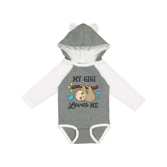Inktastic My Gigi Loves Me with Sloth and Hearts Boys or Girls Long Sleeve Baby Bodysuit