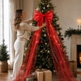 thumbnail image 4 of Euahivb Christmas Giant Sheer Bow with Flowing Mesh Train 78.7x19.7in, Sparkling Tree Top Decoration, Elegant Oversized Statement Piece for Holiday Display and Festive Ambiance, 4 of 5
