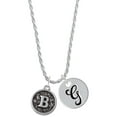 thumbnail image 1 of Delight Jewelry Silvertone Antiqued Round Seal - Initial - B - Silvertone Script Initial Disc - G - Charm Necklace, 20"+3", 1 of 4