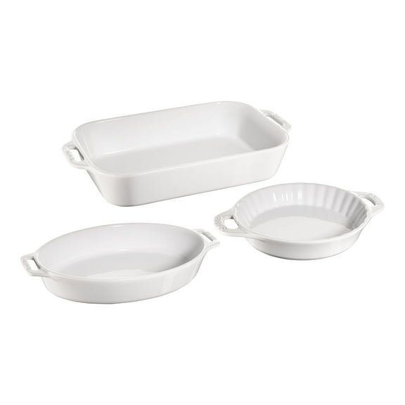 STAUB Ceramique Mixed Baking Dish Set White 3 Piece