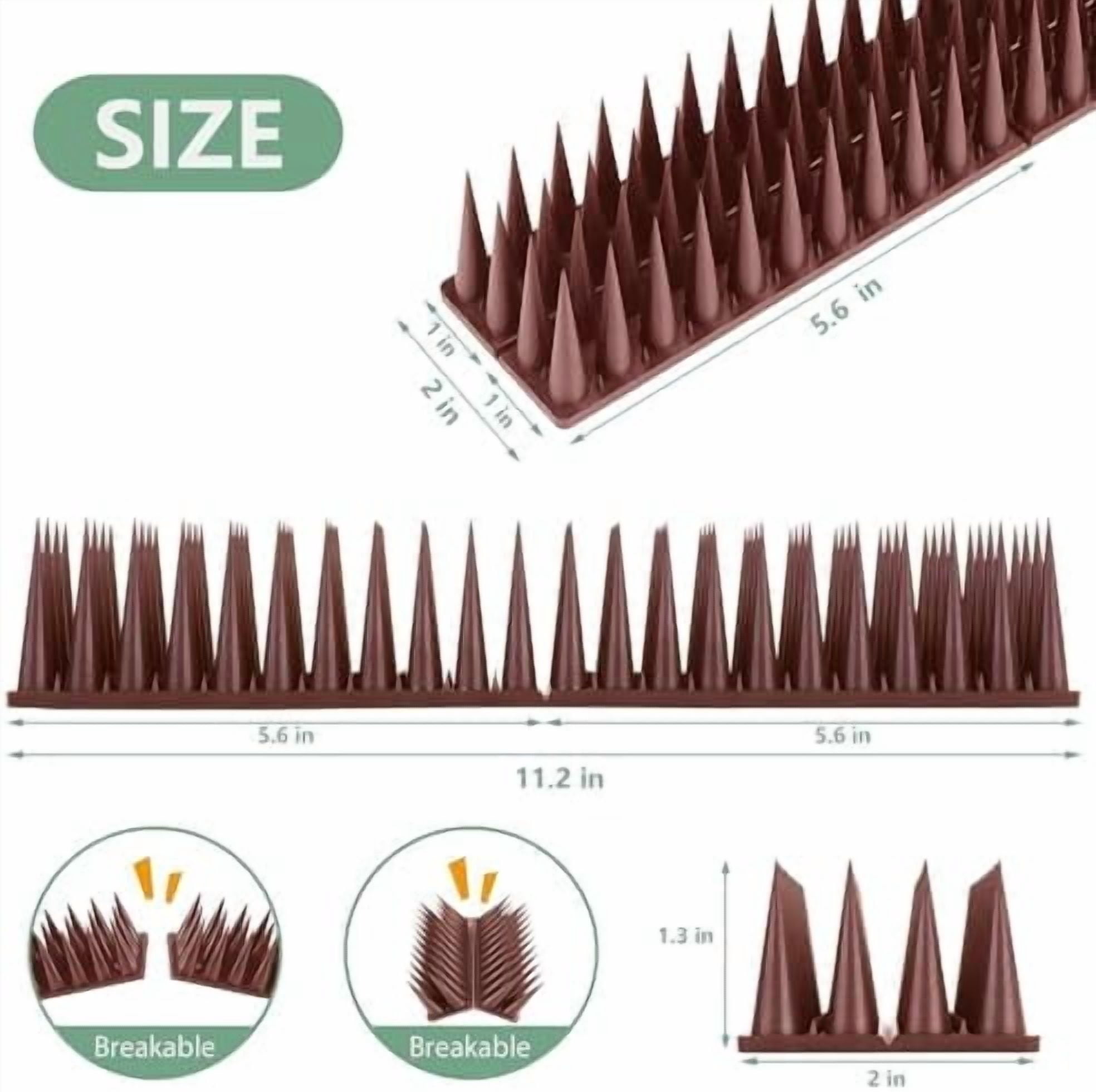 Bird Spikes, 20 Pack Bird Guard Spikes for Squirrel Cat Raccoon and Other Small Animals, Pigeon Spikes for Outdoor Fences and Roofs, Durable Plastic Bird Barrier Strips