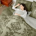 thumbnail image 4 of Manfei Vretro Damask Jacquard 7 Pieces Bedding Comforter Set,Baroque Flower Full Bedding Set,Green Floral Fitted Sheet Flat Sheet,Super Cozy Room Decoration Reversible, 4 of 8