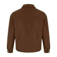 thumbnail image 5 of Miluxas Men's Corduroy Lapel Jacket Coat Solid Color Long Sleeve Loose Casual Outerwear Top Coffee, 5 of 7