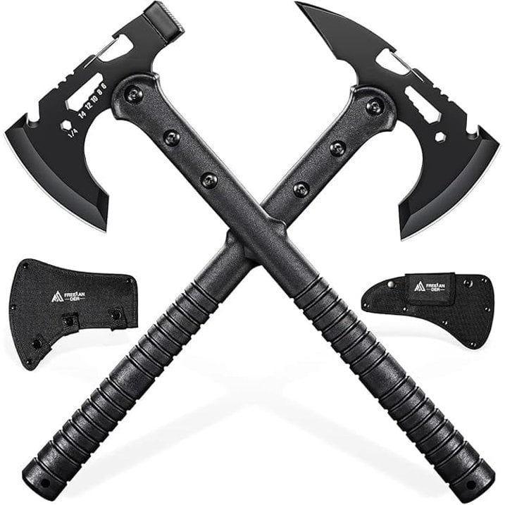 2-Pack Outdoor Multi-Functional Axe Portable Tool Set Hammerhead Axe Pointed-Head Axe Ideal for Camping Adventures Home Repairs and Automotive Emergency Preparedness – The Perfect Gift