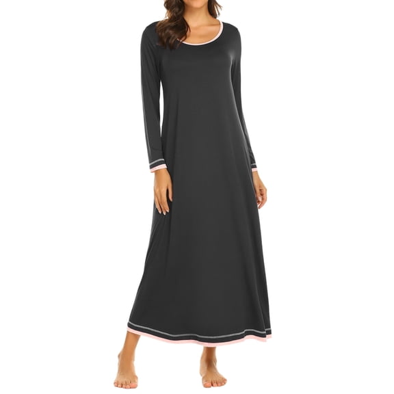 KISSGAL Long Nightgown for Women Long Sleeve Nightshirt Full Length Sleepwear Soft Loungewear S-3XL