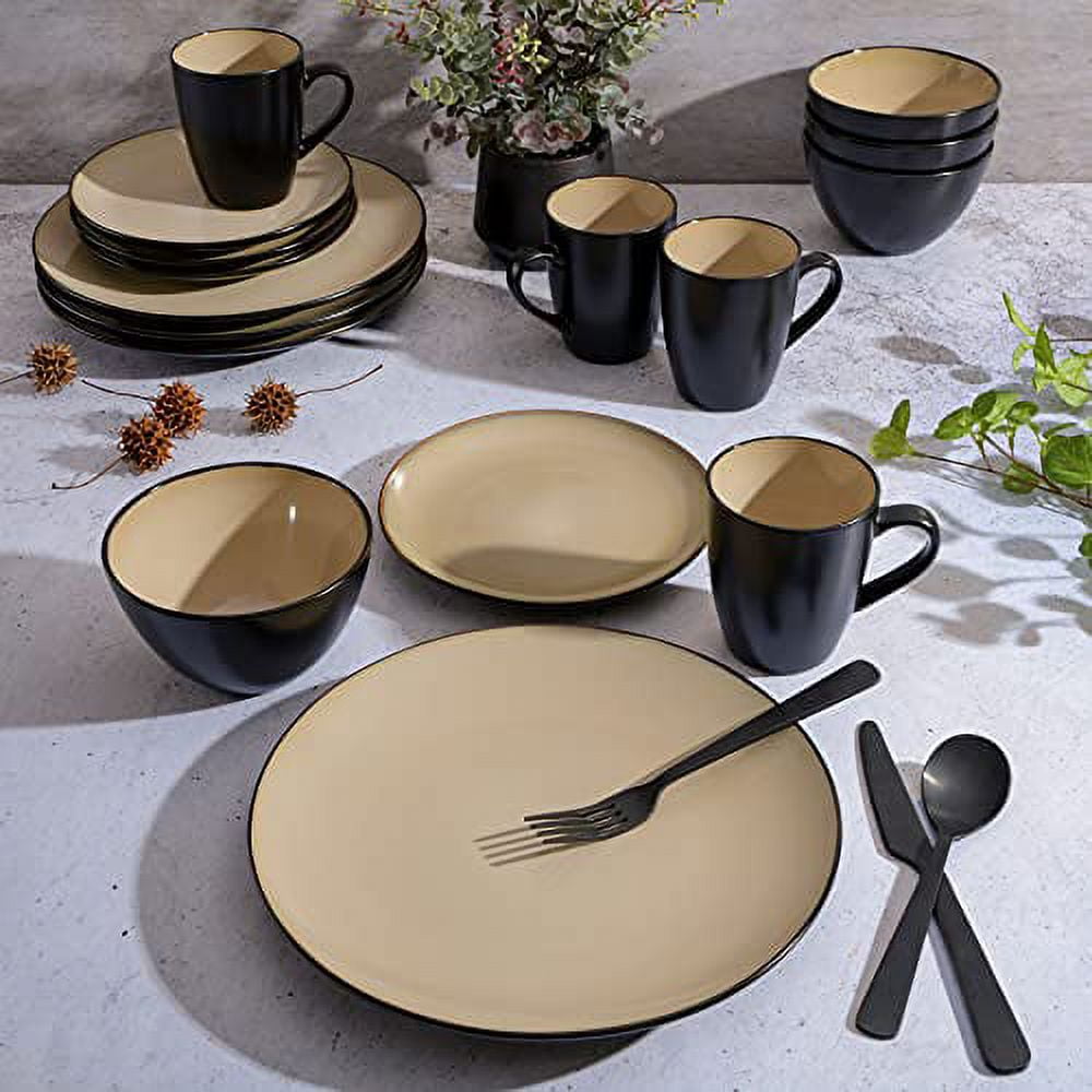 Gibson Soho Lounge Round 16-Piece Dinnerware Set - Taupe