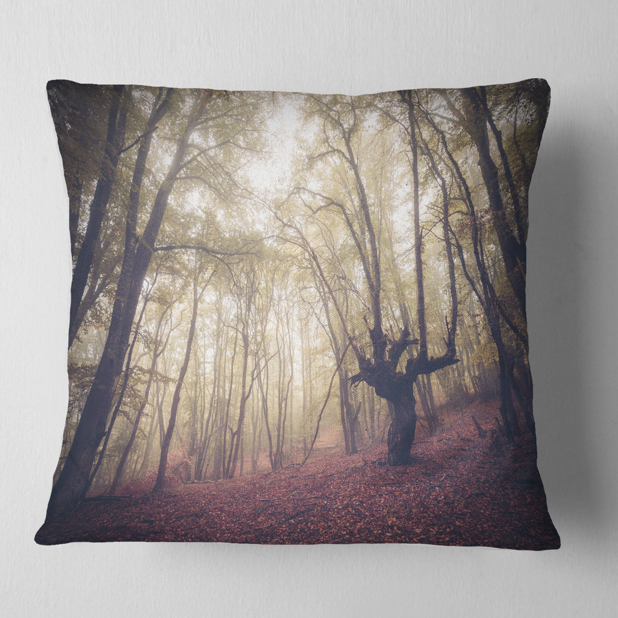 Designart High rise Trees in Forest - Landscape Photography Throw Pillow - 18x18