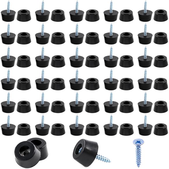 shiyou-50-Pcs Round Black Rubber Feet Bumpers Pads with Matching Screws with Built in Stainless Steel Washer for Cutting Board Amps Cabinet Desk Tables Couches(15×12×8mm)