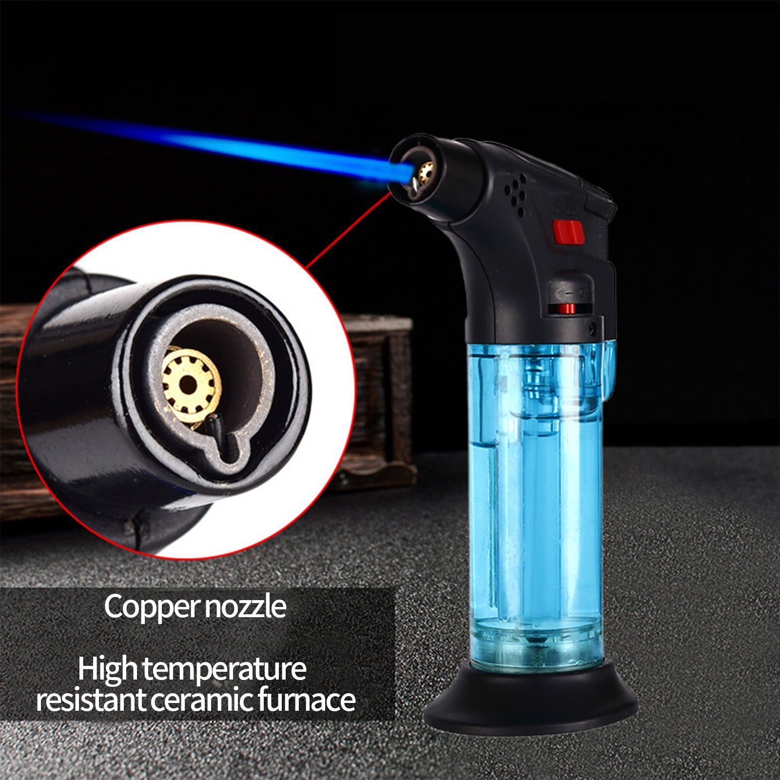 YHBNJIGW Briquet Torche Butane Jet Coupe-Vent Flamme Rouge Métal - Réglable Rechargeable Avec Verrouillage