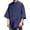 Blue, variant on Men's Cotton Short Sleeve Knot Button Down Kimono Shirt Mandarin Collar Loose Fit Hippie Casual Ethnic Boho Tops for Summer Daily Wear