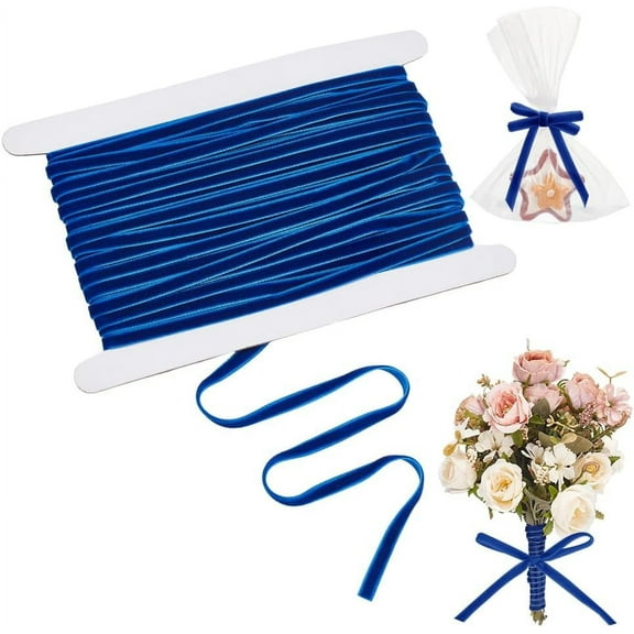 50 Yards Classic Dark Blue Velvet Ribbon 1/4 Inch Wide Multipurpose