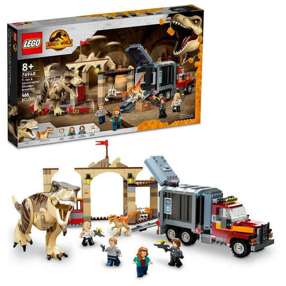 LEGO Jurassic World T. rex & Atrociraptor Dinosaur Breakout 76948 Toy Building Kit (466 Pieces)