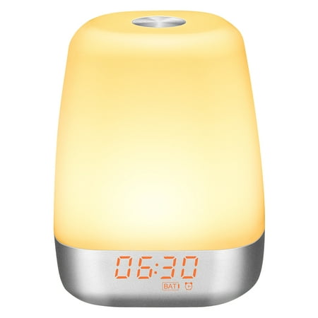 Wake up Light Alarm Clock,Finether Sunrise Alarm Clock with 5 Nature Sounds,USB Rechargeable Touch Control Atmosphere Lamp Multicolor Dimmable Night Light for