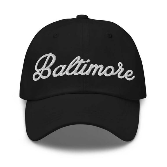 Baltimore Cap Baltimore Dad Hat Bold Script California CA Hat Embroidered Souvenir Gift Black