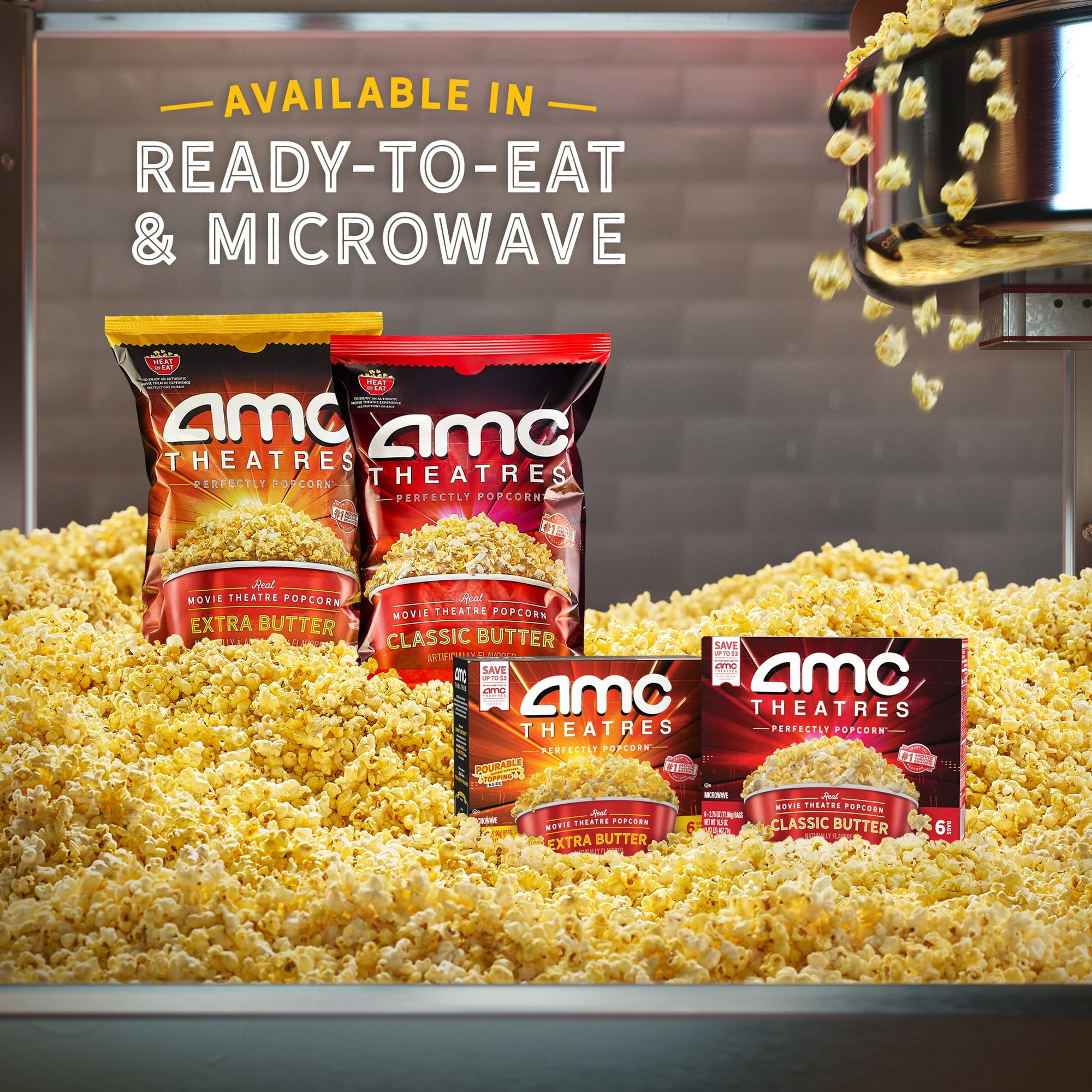 AMX Theatres Microwave Popcorn 6ct, Extra Butter