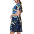 thumbnail image 2 of Balery Vintage Starry Sky Shark Vestidos sueltos de manga corta para mujer, vestidos de verano 2025, vestidos casuales de corte A con vuelo., 2 of 6