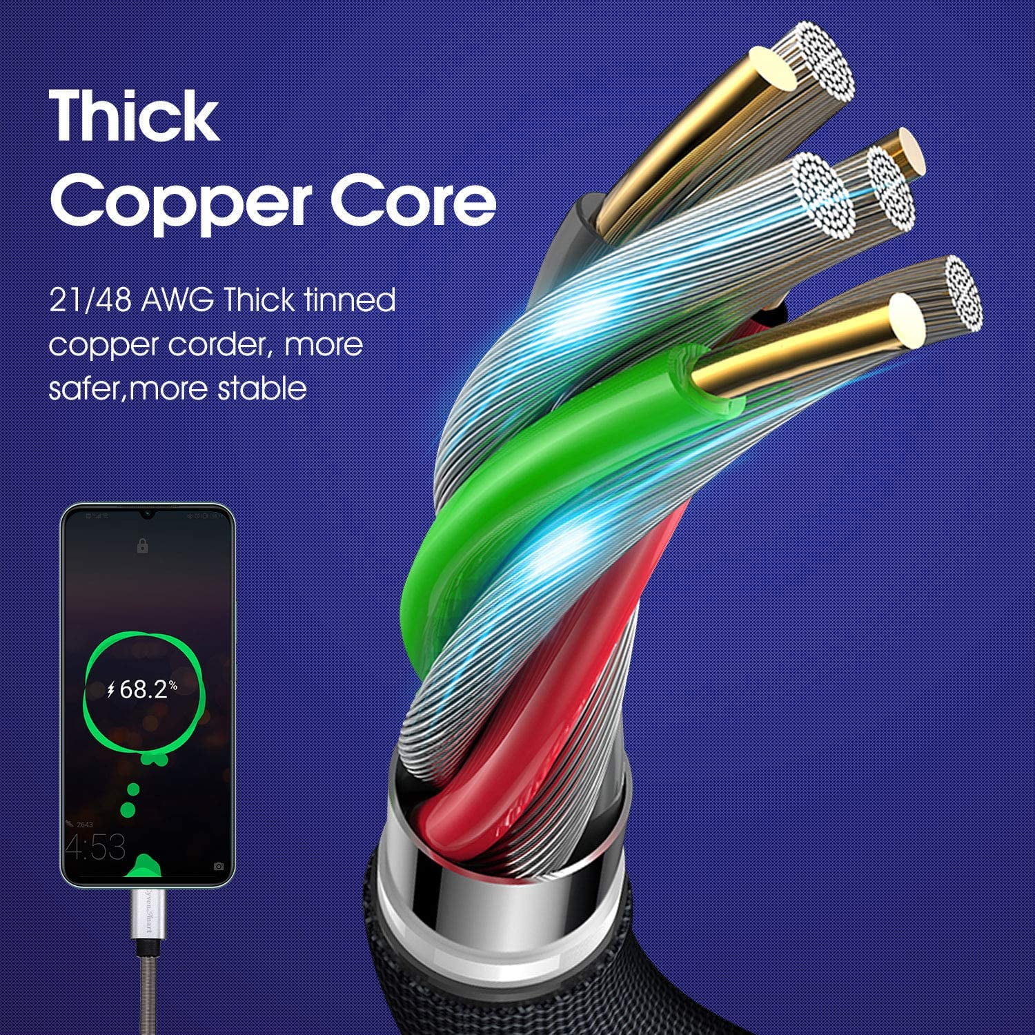 Type C Android Fast Charger Cord 6FT,3Pack Type C Charger Nylon Braided Cable Fast Charging USB A to C Cable with Sprung Compatible for Samsung Galaxy S22/S22 Ultra/S22 Plus/S21/S21Ultra/Note