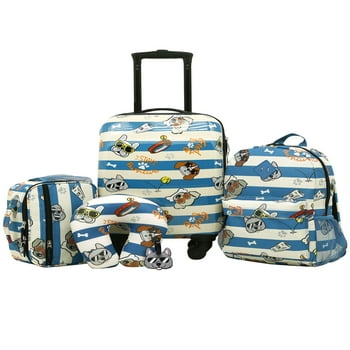 Travelers Club 5-Pc Kids Luggage Set With 360° 4-Wheel Spinner System, Dog