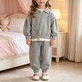 thumbnail image 2 of yboeqw Toddler Girls Outfits Fall Winter 3 6 9 12 18 Months 2T 3T 4T Girls Clothing Sets Long Sleeves Collared Top Pants 2Pcs Sets Autumn Winter,Size 1-2 Years, 2 of 4