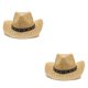 thumbnail image 2 of Qarigey Sombrero de paja de vaquero para mujer, gorra de protección solar de ala ancha para la playa, Sombrero hueco para exteriores, Type1 NO1, 2 of 6