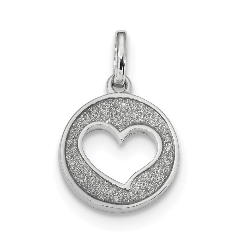 FB Jewels Sterling Silver Rhodium-plated Glitter Enamel Heart Cut-out ...