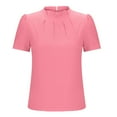 thumbnail image 5 of BangWanChi Summer Tops for Women Fashion Solid Color Summertime Button Short Sleeve Round-Neck Blouses, 5 of 6