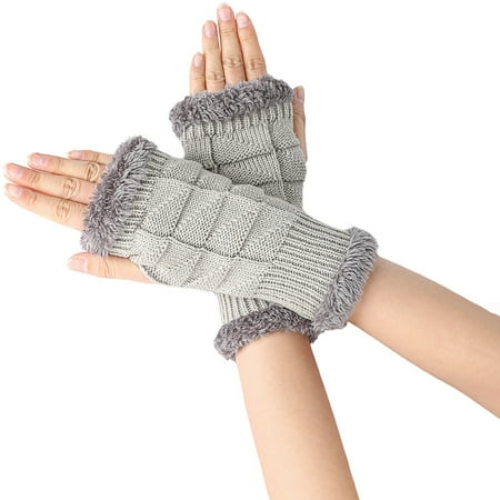 2PCS Women s Knitted Wool Convertible Fingerless Gloves for Warmth and Dexterity in Cool Weather Size:A