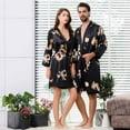 thumbnail image 5 of WTXUE Pajama Set Men | Bath Robe Nightgowns for Men Season Unisex Sleeve Long All Silk Thin Cardigan Imitation | 1 Piece Black 4XL, 5 of 5