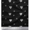 thumbnail image 1 of Soimoi Black Japan Crepe Satin Fabric Heart & Dots Printed Fabric 1 Yard 42 Inch Wide, 1 of 5
