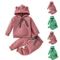 thumbnail image 5 of Ahdbta Infants Sweatsuit Sets Long Sleeve Strappy Cute Ear Hooded Sweatshirts with Pockets Elastic Waist Pants 2 Pcs Outfits, 5 of 5