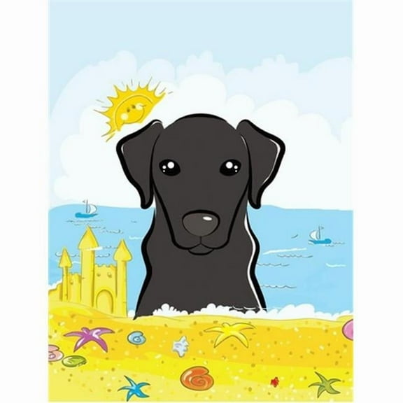 Black Labrador Summer Beach Flag Canvas House Size BB2103CHF