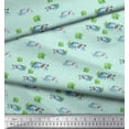 thumbnail image 2 of Soimoi Green Japan Crepe Satin Fabric Tree & Rhinoceros Animal Fabric Prints By Yard 42 Inch Wide, 2 of 3
