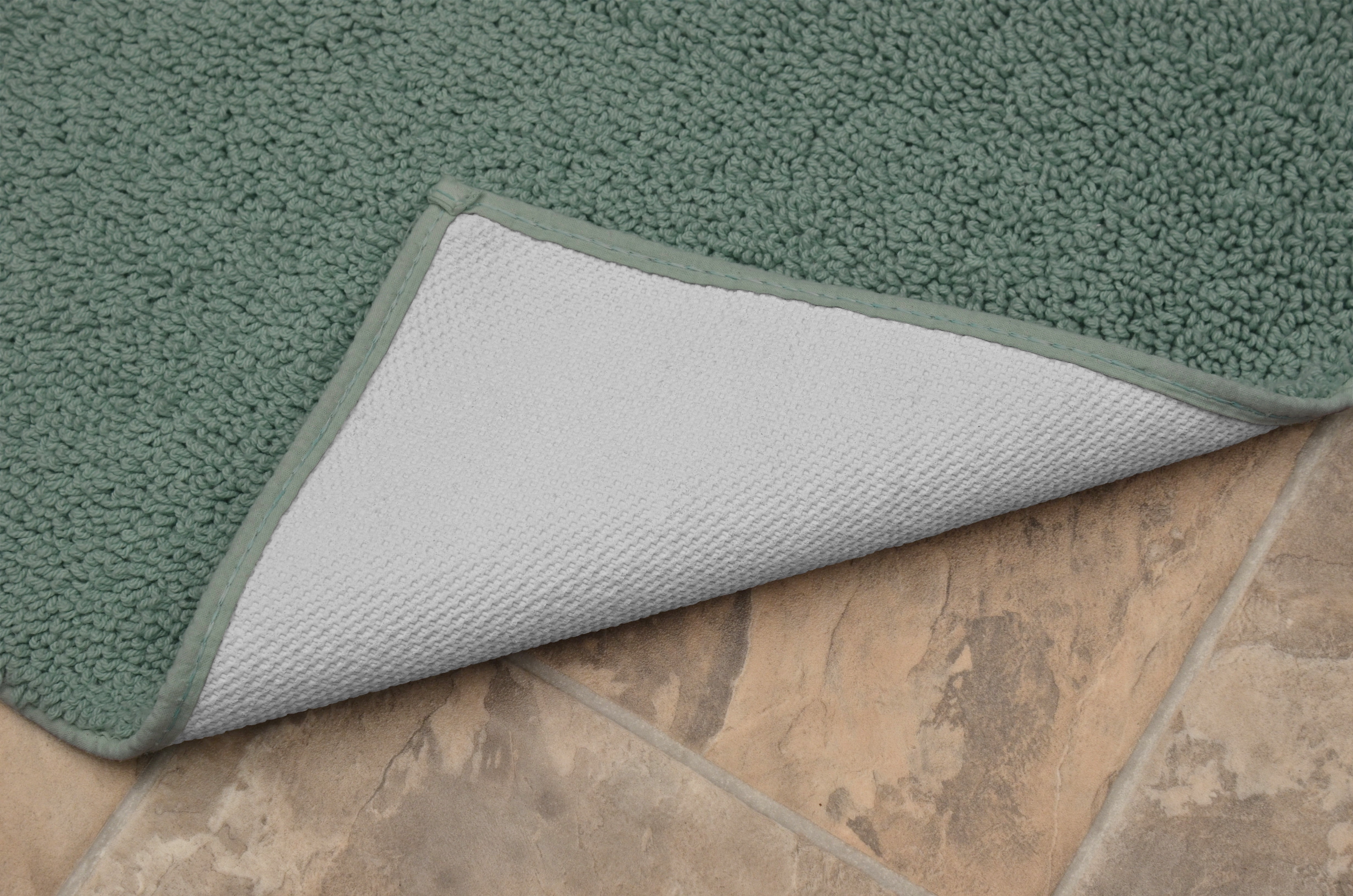 Garland Rug Classic Cotton Washable Bath Rug Set, 2 Piece Set (17"x24" Bath Rug, & 21"x34" Bath Rug) Sea Foam