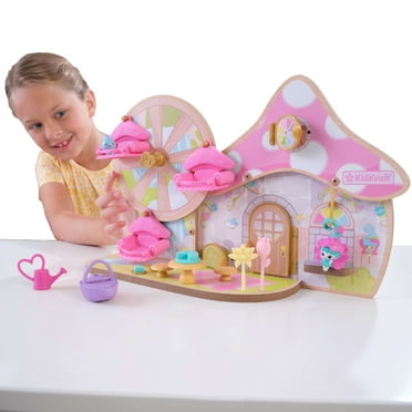 KidKraft Lil Green World Wooden Fairy Cottage and Ferris Wheel Play Set with 14 Accessories
