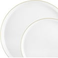 thumbnail image 2 of EcoQuality 8 inch White Salad Plates with Gold Rim – Disposable, Elegant, Versatile Plates, Everyday Use, Parties, Desserts, Special Occasions – BPA-Free, Easy to Clean, Stylish Tableware (70), 2 of 3